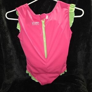 Speedo Kids One Piece Swimsuit - Vibrant Pink with Lime Accents